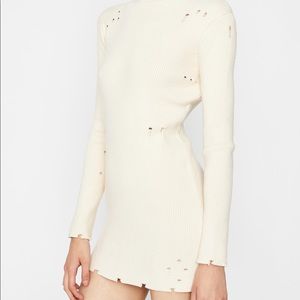 Distressed turtle neck mini dress